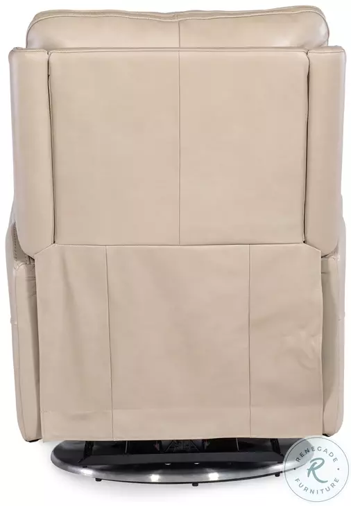 Gala Beige Leather Zero Gravity Swivel Power Recliner With Power Headrest And Lumbar