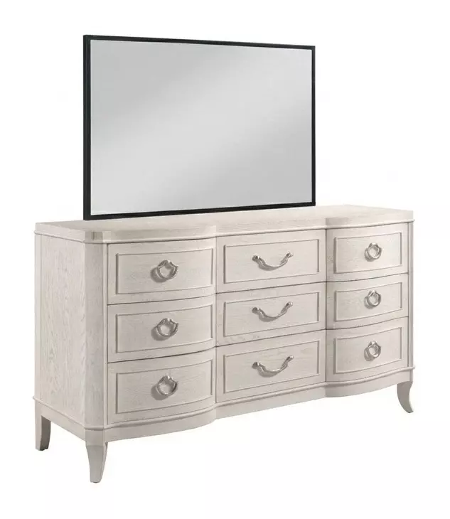 Harmony Eggshell and Black 12 Drawer Emelie Dresser with Rectangular Schafer Mirror