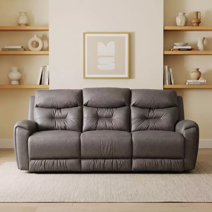 Point Break Graystone 90" Triple Power Reclining Sofa with USB Charging