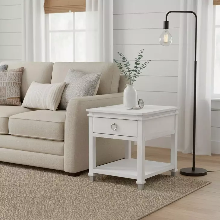 Point Breeze Fresh White and Soft Gray Glaze Rectangular End Table