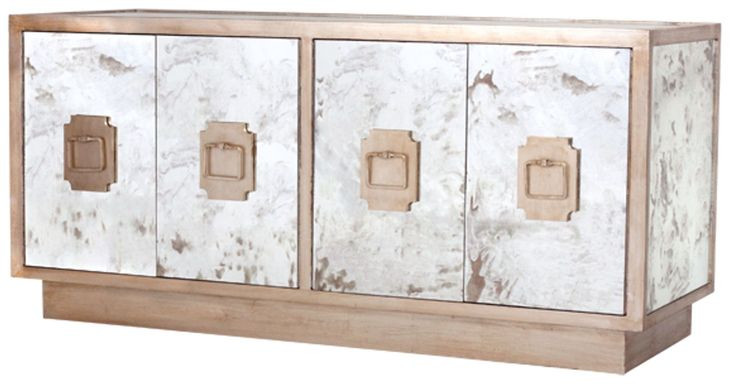 Ponti Silver Leaf 60" Console table with 4 Doors