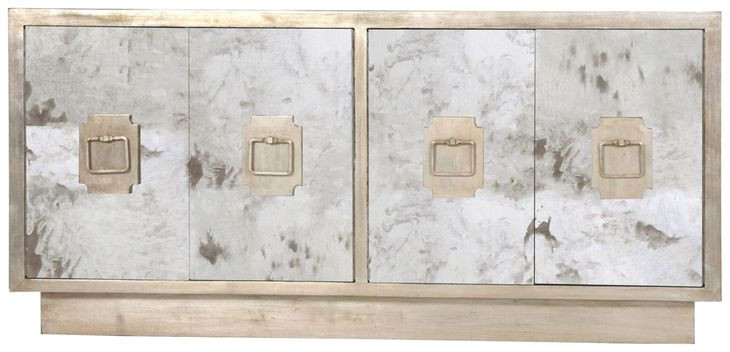 Ponti Silver Leaf 60" Console table with 4 Doors