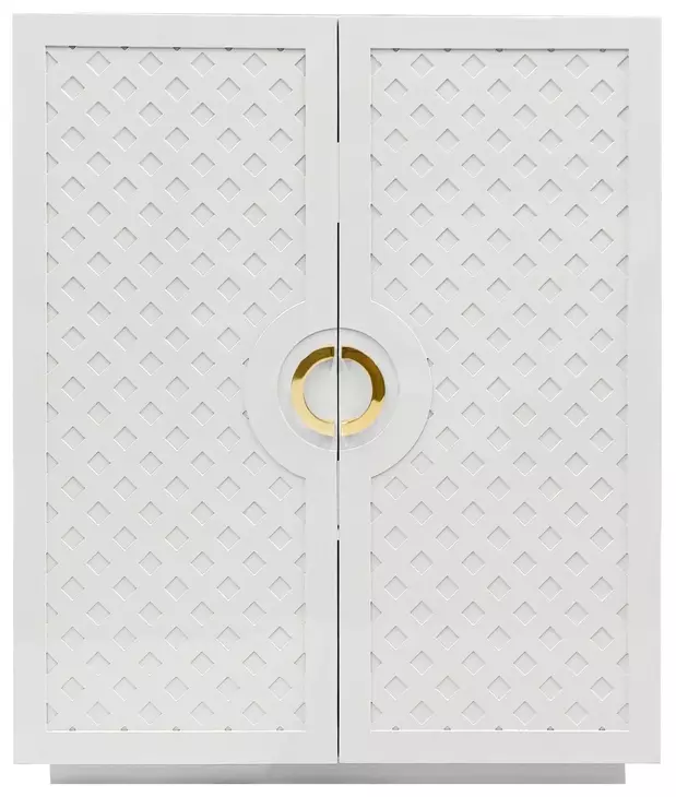 Poppy White Lacquer 2 Door Soft Close Accent Cabinet