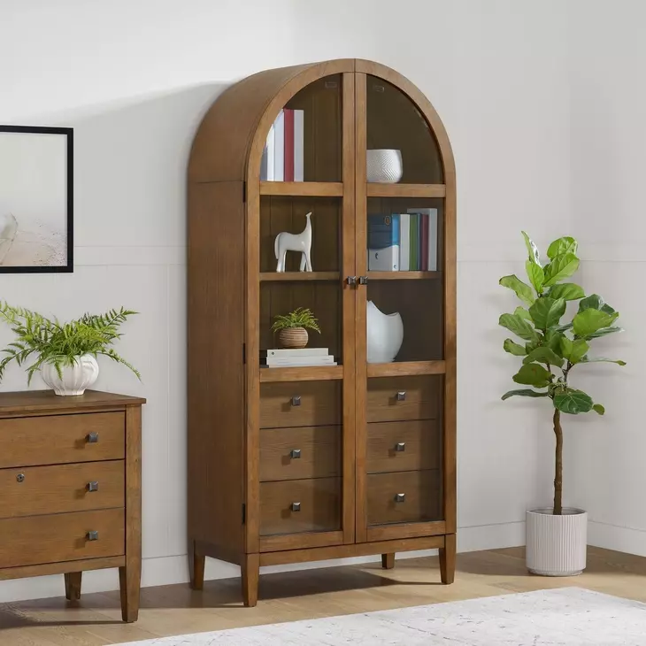 Beth Brown Oak Display Cabinet