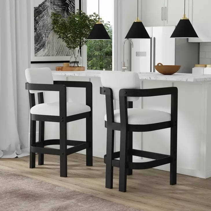 Canal White Upholstered Bar Stool Set of 2