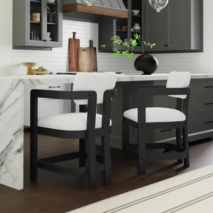 Canal White Upholstered Counter Height Stool Set of 2
