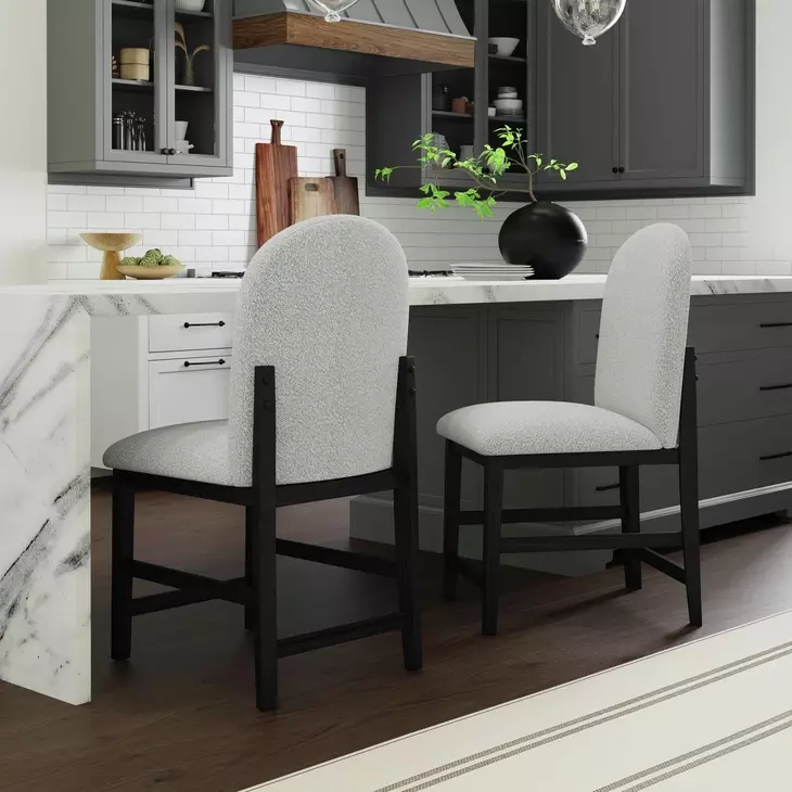 Canal Gray Upholstered Round Counter Height Stool Set of 2