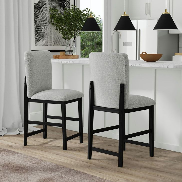 Canal Gray Upholstered Bar Stool Set of 2