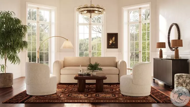 Porto Honey Boucle 90" Living Room Set