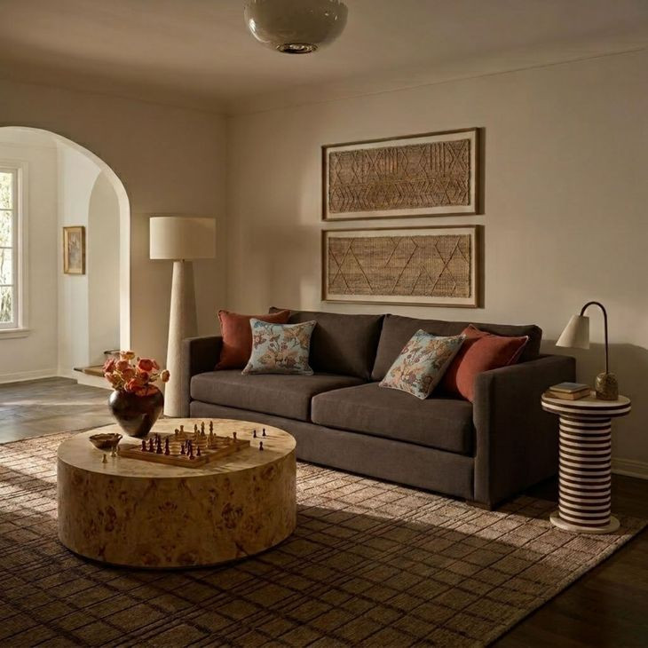Portsmouth Java Brown Textured Chenille Sofa