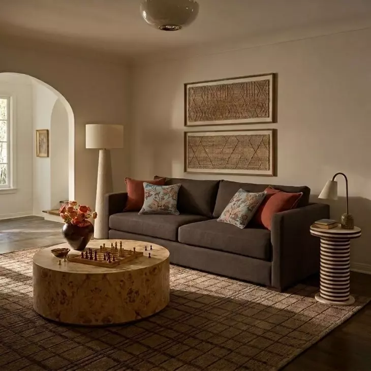 Portsmouth Java Brown Textured Chenille Sofa