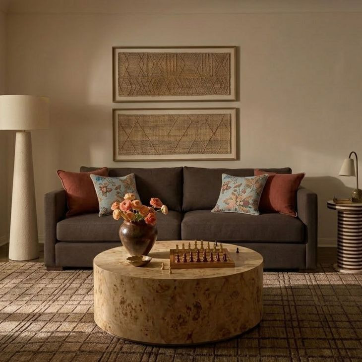 Portsmouth Java Brown Textured Chenille Sofa