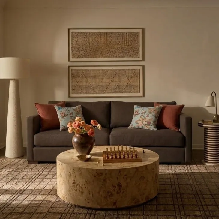 Portsmouth Java Brown Textured Chenille Sofa