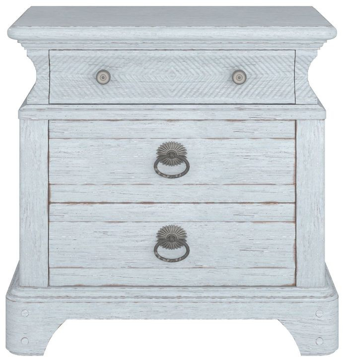 Summer Creek Blue 3 Drawer Nightstand with USB Charging