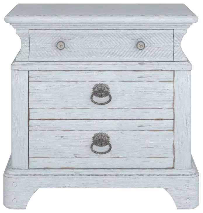 Summer Creek Blue 3 Drawer Nightstand with USB Charging