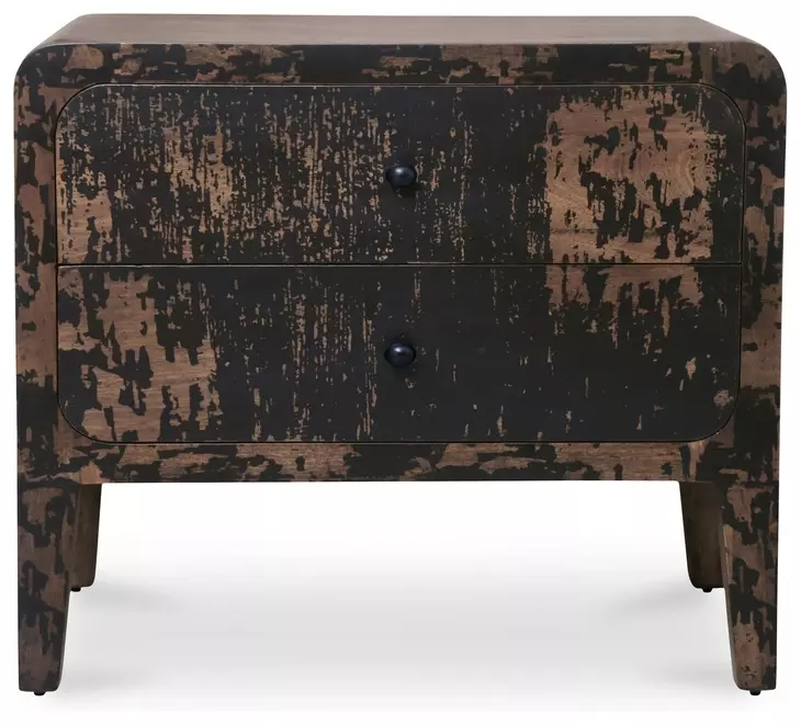 Iris Distressed Black 2 Drawer Nightstand