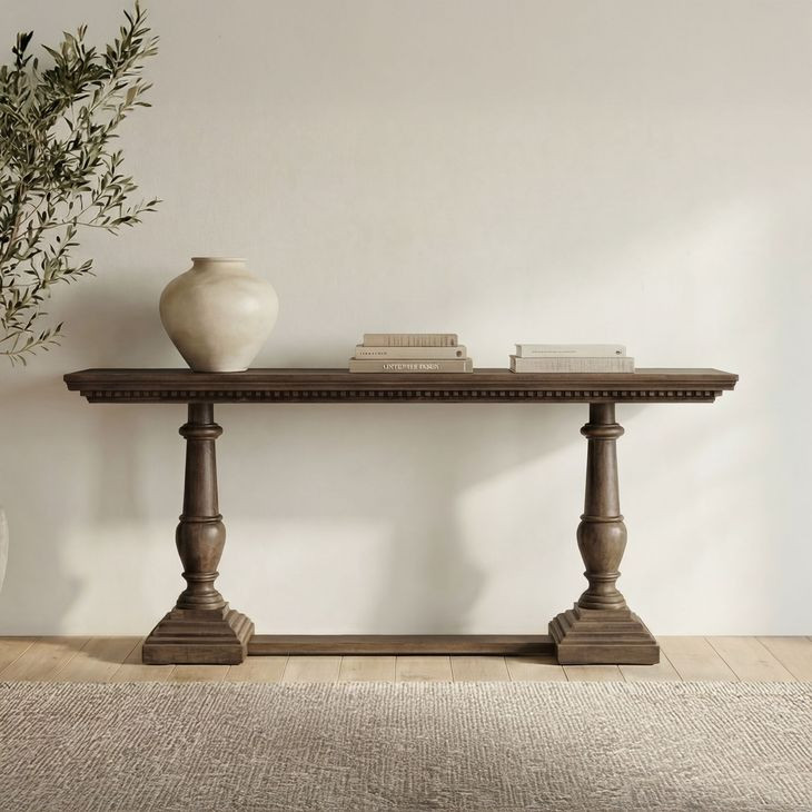 Everson Brown Rectangular Console Table