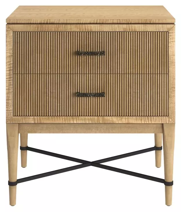 Loft Brown and Black 2 Drawer Reeded Nightstand