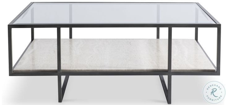 Harlow White Travertine And Bronze Square Occassional Table Set