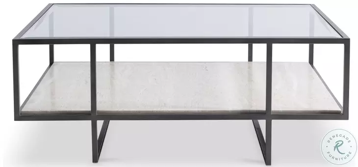 Harlow White Travertine And Bronze Square Occassional Table Set
