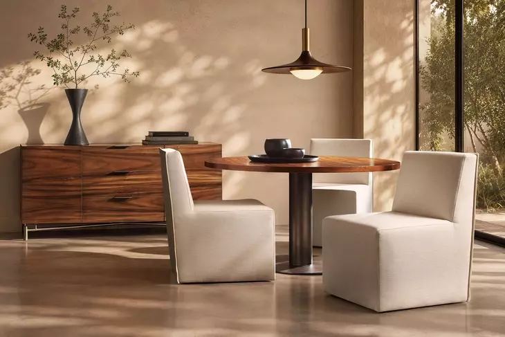 Brasea Beige Performance Fabric Upholstered Side Chair with Caster