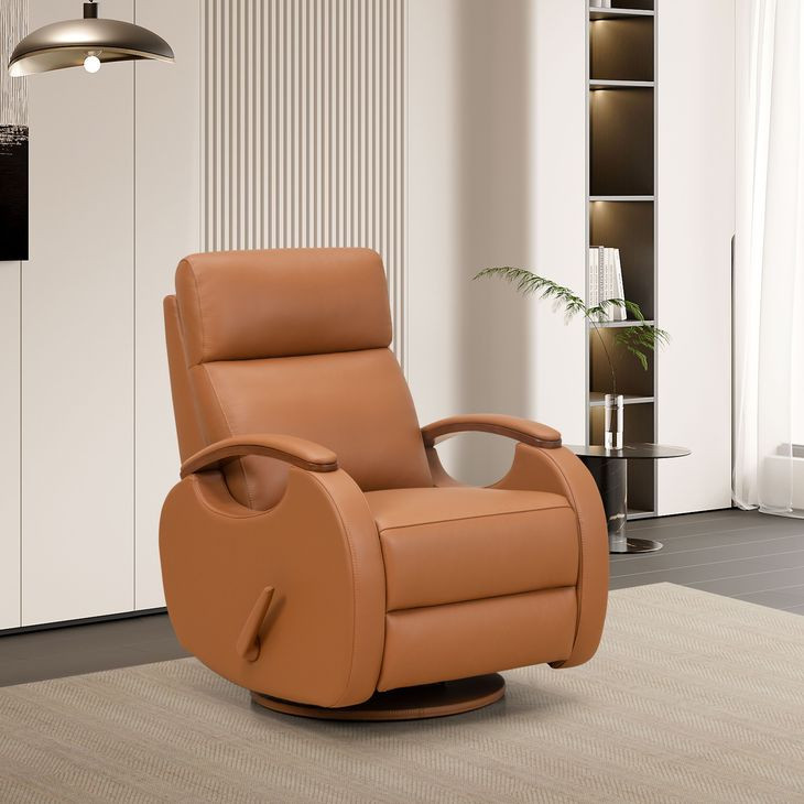 Pratt Caleigh Sand Leather Swivel Glider Recliner
