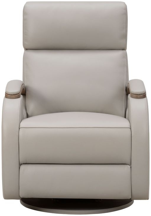 Pratt Gable Dove Leather Swivel Glider Power Recliner with Power Lumbar and USB Charging