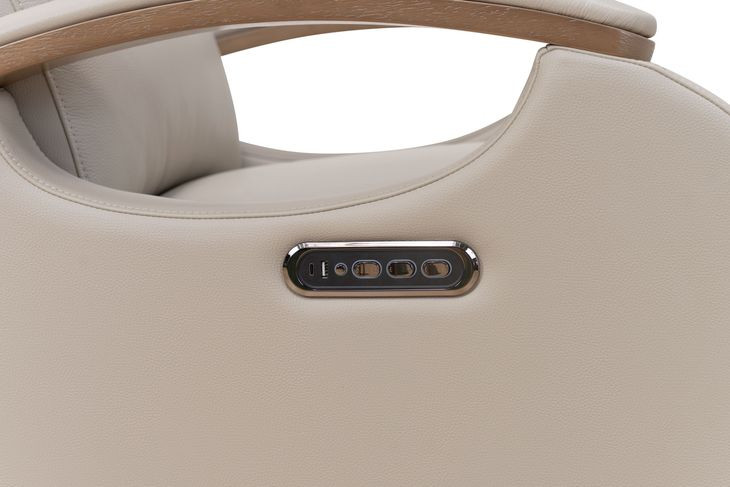 Pratt Gable Dove Leather Swivel Glider Power Recliner with Power Lumbar and USB Charging