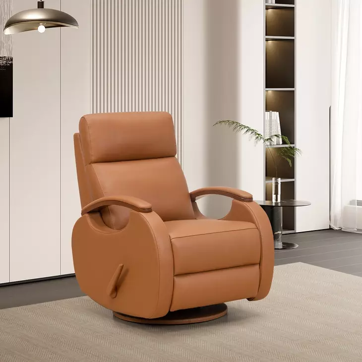 Pratt Carleigh Sand Leather Swivel Glider Recliner