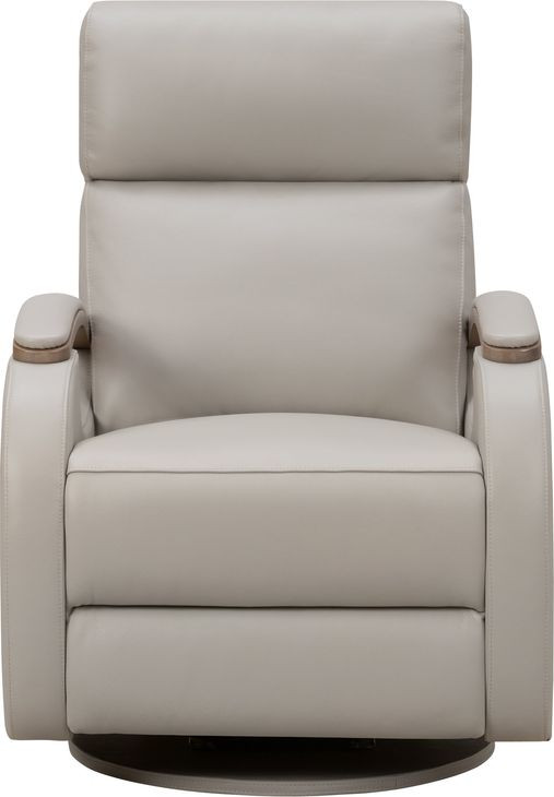 Pratt Gable Dove Leather Swivel Glider Power Recliner with Power Lumbar and USB Charging