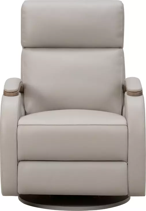 Pratt Gable Dove Leather Swivel Glider Power Recliner with Power Lumbar and USB Charging