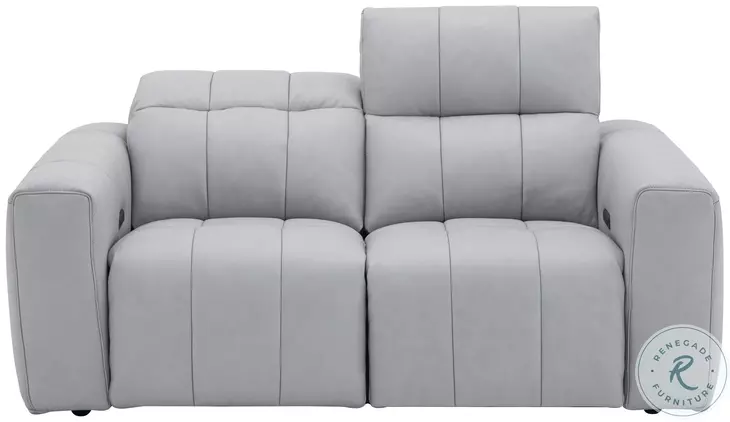 Prescott Light Gray Leather 69" Loveseat