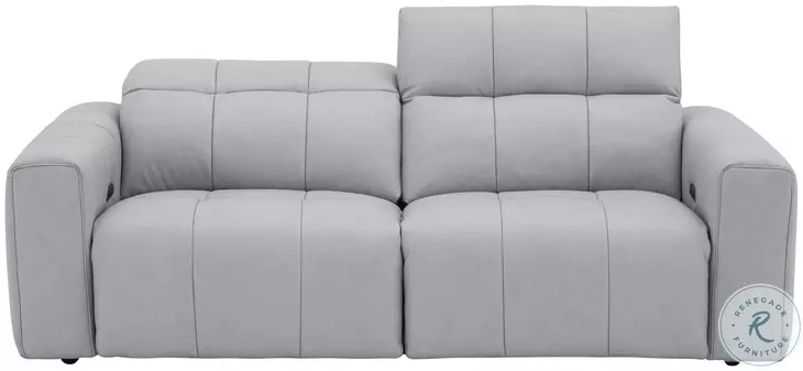 Prescott Light Gray Leather 83" Sofa