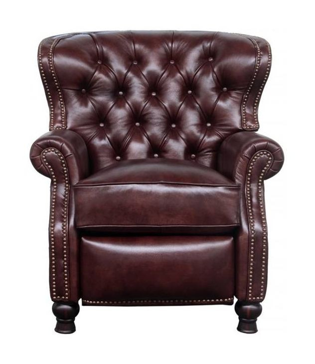 Presidential Wenlock Fudge Leather Push Thru The Arms Recliner with Nailhead Trim