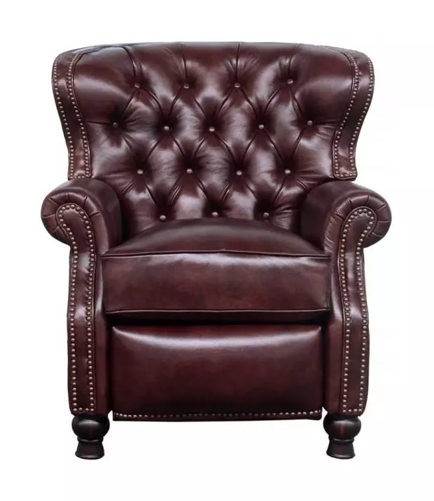 Presidential Wenlock Fudge Leather Push Thru The Arms Recliner with Nailhead Trim