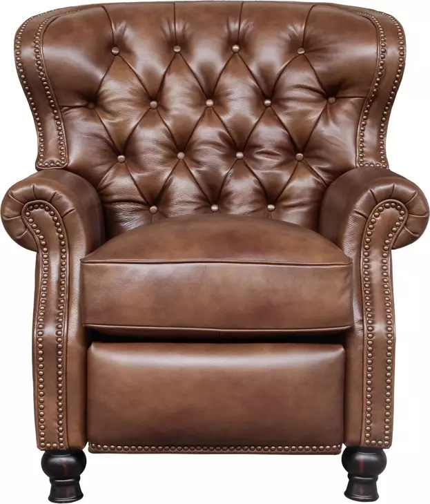 Presidential Wenlock Tawny Leather Push Thru The Arms Recliner with Nailhead Trim