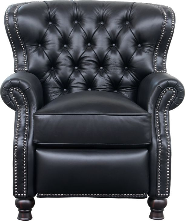 Presidential Wenlock Onyx Leather Push Thru The Arms Recliner with Nailhead Trim