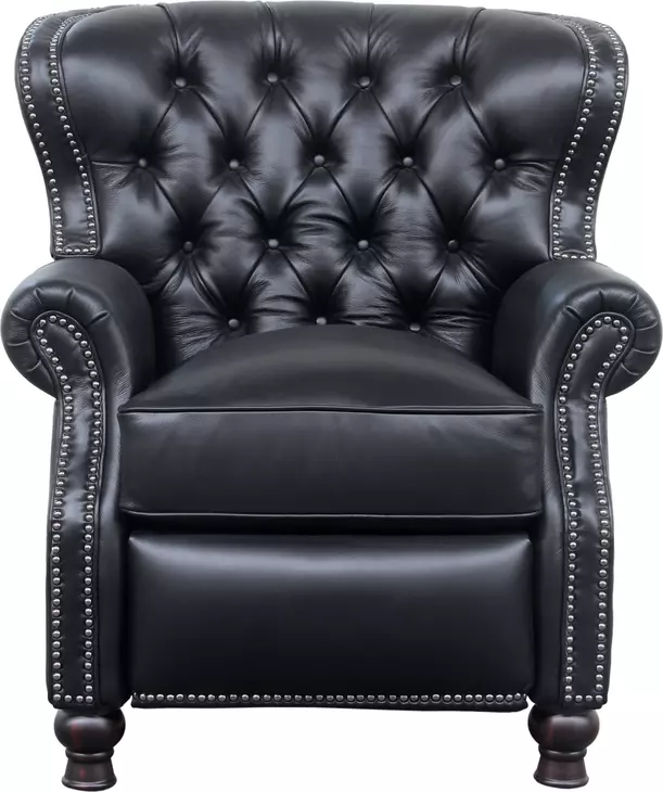 Presidential Wenlock Onyx Leather Push Thru The Arms Recliner with Nailhead Trim