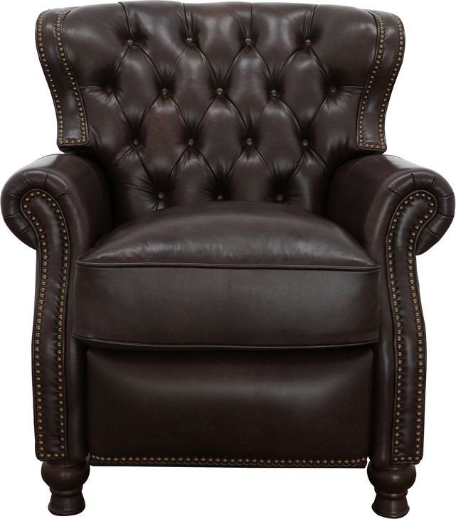 Presidential Wenlock Fudge Leather Push Thru The Arms Recliner with Nailhead Trim