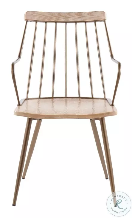 Preston Antique Copper Metal And White Washed Wood Chair