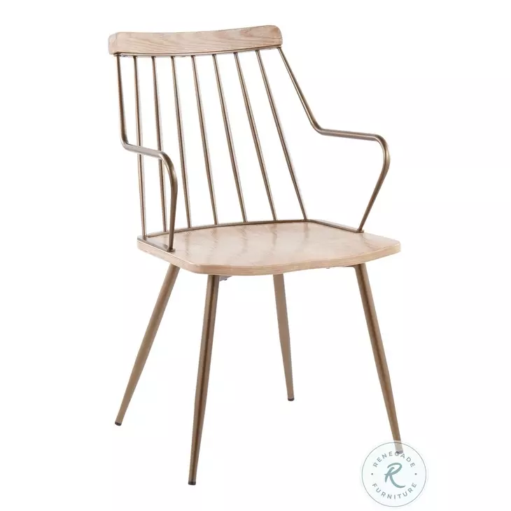 Preston Antique Copper Metal And White Washed Wood Chair