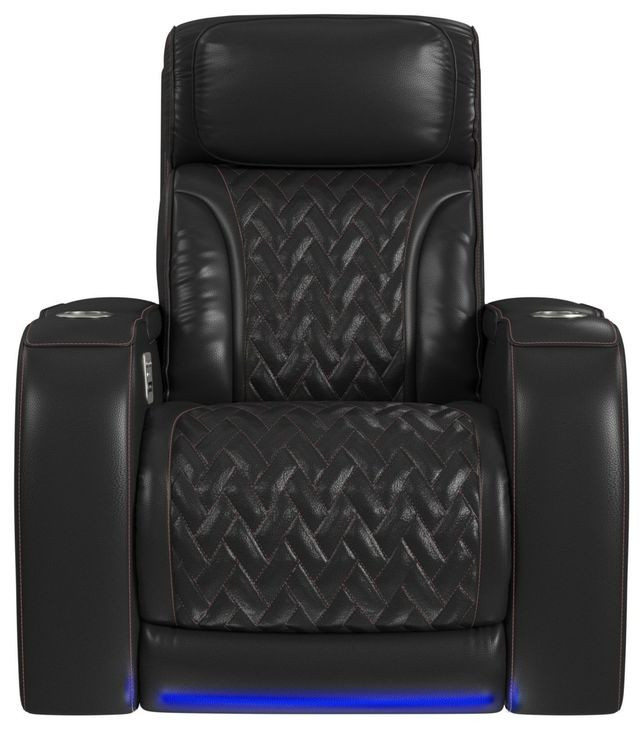 Ascend Black Leather Power Recliner with LED and USB Charger