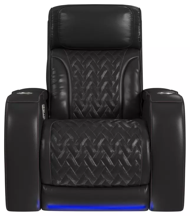 Ascend Black Leather Power Recliner with LED and USB Charger