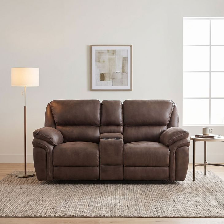 Proctor Brown Double Power Reclining Console Loveseat