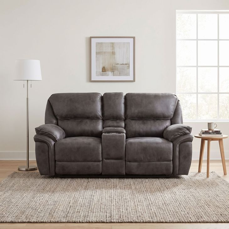 Proctor Gray Double Glider Reclining Console Loveseat