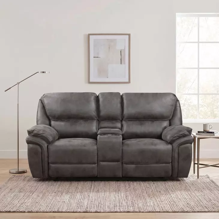 Proctor Gray Double 80" Power Reclining Console Loveseat