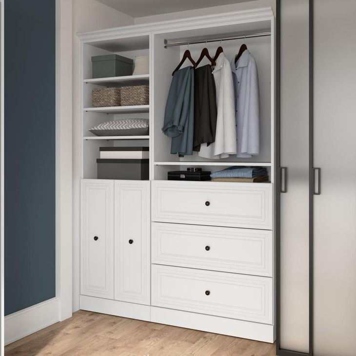 Versatile White 61'' Storage Wardrobe