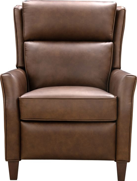 Pryce Oasis Walnut Leather Push Thru The Arms Recliner