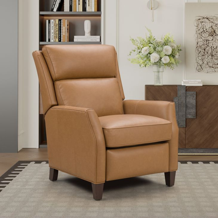 Pryce Santa Fe Brandy Leather Power Recliner with Power Headrest and USB Charging