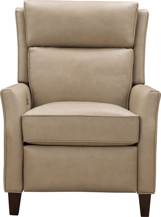 Pryce Cashmere Stone Leather Power Recliner with Power Headrest and USB Charging